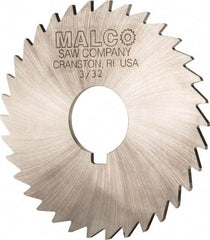 Made in USA - 3-1/2" Diam x 3/32" Blade Thickness x 1" Arbor Hole Diam, 34 Tooth Slitting and Slotting Saw - Arbor Connection, Right Hand, Uncoated, High Speed Steel, Concave Ground, Contains Keyway - Exact Tool & Supply