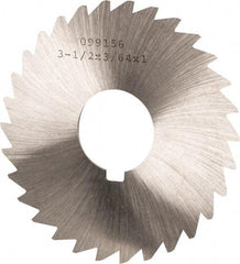 Made in USA - 3-1/2" Diam x 3/64" Blade Thickness x 1" Arbor Hole Diam, 34 Tooth Slitting and Slotting Saw - Arbor Connection, Right Hand, Uncoated, High Speed Steel, Concave Ground, Contains Keyway - Exact Tool & Supply