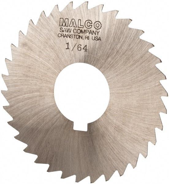 Made in USA - 3" Diam x 1/64" Blade Thickness x 1" Arbor Hole Diam, 34 Tooth Slitting and Slotting Saw - Arbor Connection, Right Hand, Uncoated, High Speed Steel, Concave Ground, Contains Keyway - Exact Tool & Supply