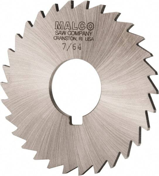 Made in USA - 3" Diam x 7/64" Blade Thickness x 1" Arbor Hole Diam, 30 Tooth Slitting and Slotting Saw - Arbor Connection, Right Hand, Uncoated, High Speed Steel, Concave Ground, Contains Keyway - Exact Tool & Supply