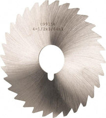 Made in USA - 4-1/2" Diam x 3/64" Blade Thickness x 1" Arbor Hole Diam, 36 Tooth Slitting and Slotting Saw - Arbor Connection, Right Hand, Uncoated, High Speed Steel, Concave Ground, Contains Keyway - Exact Tool & Supply