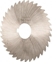 Made in USA - 4" Diam x 1/64" Blade Thickness x 1" Arbor Hole Diam, 36 Tooth Slitting and Slotting Saw - Arbor Connection, Right Hand, Uncoated, High Speed Steel, Concave Ground, Contains Keyway - Exact Tool & Supply