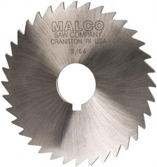 Made in USA - 4" Diam x 5/64" Blade Thickness x 1" Arbor Hole Diam, 36 Tooth Slitting and Slotting Saw - Arbor Connection, Right Hand, Uncoated, High Speed Steel, Concave Ground, Contains Keyway - Exact Tool & Supply