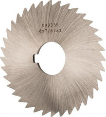 Made in USA - 4" Diam x 7/64" Blade Thickness x 1" Arbor Hole Diam, 36 Tooth Slitting and Slotting Saw - Arbor Connection, Right Hand, Uncoated, High Speed Steel, Concave Ground, Contains Keyway - Exact Tool & Supply