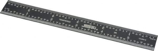 SPI - 6" Long, 1/64, 1/50, 1/32, 1/10" Graduation, Rigid Steel Rule - 3R Graduation Style, 3/4" Wide, Black, Black Chrome Finish - Exact Tool & Supply