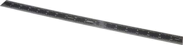 SPI - 18" Long, 1/64, 1/32" and 0.5, 1mm Graduation, Rigid Steel Rule - English/Metric Graduation Style, 1-1/8" Wide, Black, Black Chrome Finish - Exact Tool & Supply