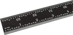 SPI - 24" Long, 1/64, 1/50, 1/32, 1/10" Graduation, Rigid Steel Rule - 3R Graduation Style, 1-1/8" Wide, Black, Black Chrome Finish - Exact Tool & Supply