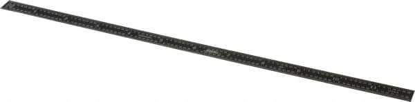 SPI - 12" Long, 1/100, 1/64, 1/50, 1/32" Graduation, Flexible Steel Rule - 16R Graduation Style, 1/2" Wide, Black, Black Chrome Finish - Exact Tool & Supply