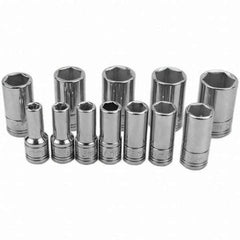 SK - 1/4" Drive Semi-Deep Socket Set - 5 to 15mm, Metric Measurement Standard - Exact Tool & Supply