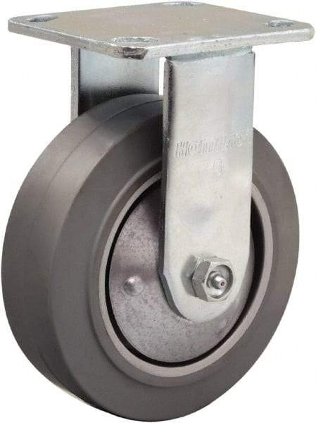 Hamilton - 6" Diam x 2" Wide x 7-1/2" OAH Top Plate Mount Rigid Caster - Rubber Mold on Aluminum, 410 Lb Capacity, Straight Roller Bearing, 4 x 4-1/2" Plate - Exact Tool & Supply