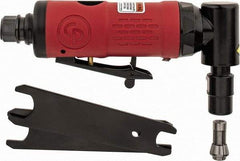 Chicago Pneumatic - 1/4" Collet, Angle Handle, Angle Air Die Grinder - 22,000 RPM, Rear Exhaust, 8.69 CFM, 0.28 hp, 6.21 bar, 1/4" Inlet - Exact Tool & Supply