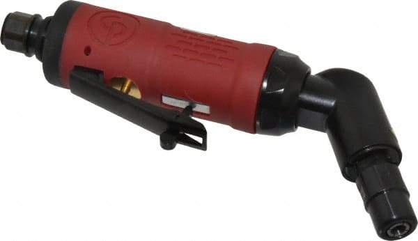 Chicago Pneumatic - 1/4" Collet, Angle Handle, Angle Air Die Grinder - 23,000 RPM, Rear Exhaust, 8 CFM, 0.28 hp, 6.21 bar, 1/4" Inlet - Exact Tool & Supply
