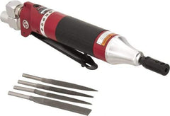 Chicago Pneumatic - 6 CFM Air Consumption, 7/32 Inch Long Stroke Flat, Half Round, Round and Triangular Air Files - 12,000 Blow per Minute, 1/4 Inch Inlet - Exact Tool & Supply