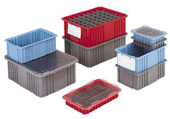 LEWISBins+ - 2 Cu Ft, 40 Lb Load Capacity Gray Polyethylene Dividable Container - Stacking, 22.4" Long x 17.4" Wide x 12" High - Exact Tool & Supply