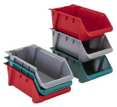 LEWISBins+ - 500 Lb. Load Capacity, 24-1/8" Deep, Red Polyethylene Hopper Stacking Bin - 8" High x 16-1/4" Wide x 24-1/8" Long - Exact Tool & Supply