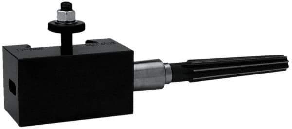 Dorian Tool - Series DA, #5 Morse Taper Tool Post Holder - 430 to 810mm Lathe Swing, 3-1/2" OAH x 5-5/8" OAL, 2-5/16" Centerline Height - Exact Tool & Supply