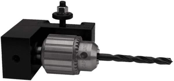 Dorian Tool - Series BXA, #35 Dovetail Drill Chuck Tool Post Holder - 330 to 380mm Lathe Swing, 2" OAH x 4.18" OAL, 1/2" Max Tool Cutting Size, 1-5/16" Centerline Height - Exact Tool & Supply