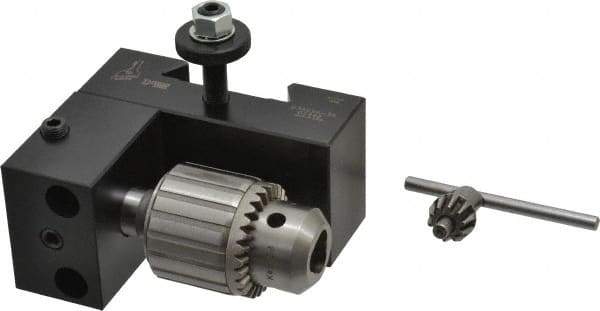 Dorian Tool - Series CXA, #35 Dovetail Drill Chuck Tool Post Holder - 350 to 430mm Lathe Swing, 2-1/4" OAH x 4.67" OAL, 1/2" Max Tool Cutting Size, 1-5/8" Centerline Height - Exact Tool & Supply