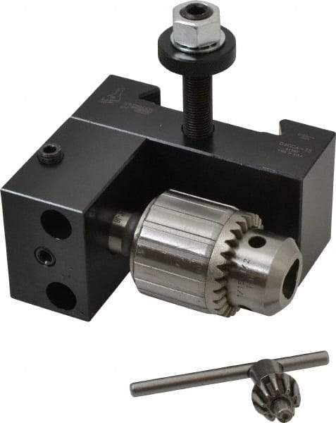 Dorian Tool - Series CA, #35 Dovetail Drill Chuck Tool Post Holder - 400 to 500mm Lathe Swing, 2-1/4" OAH x 4.67" OAL, 1/2" Max Tool Cutting Size, 1-15/16" Centerline Height - Exact Tool & Supply