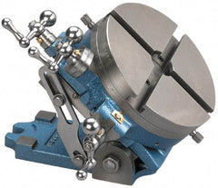 Palmgren - 10" Table Diam, Cross Slide Tilting Cross Slide Rotary Machining Table - 5-3/4" Centerline Height, 1-5/8" Bore Diam, 5/8" T-Slot Width - Exact Tool & Supply