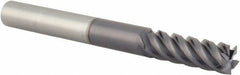 Value Collection - 1/4", 3/4" LOC, 1/4" Shank Diam, 2-1/2" OAL, 5 Flute, Solid Carbide Square End Mill - Single End, TiAlN Finish, Spiral Flute, 45° Helix, Right Hand Cut, Right Hand Flute - Exact Tool & Supply