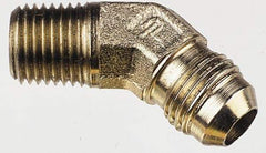 Parker - 1/2" Tube OD, 37° Steel Flared Tube Male 45° Elbow - 3/4 NPTF, Flare x MNPTF Ends - Exact Tool & Supply