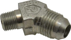 Parker - 3/8" Tube OD, 37° Steel Flared Tube Male 45° Elbow - 1/8 NPTF, Flare x MNPTF Ends - Exact Tool & Supply