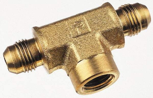 Parker - 3/4" Tube OD, 37° Steel Flared Tube Female Branch Tee - 3/4 NPTF, Flare x FNPTF Ends - Exact Tool & Supply