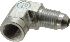 Parker - 1/4" Tube OD, 37° Steel Flared Tube Female Elbow - 1/8 NPTF, Flare x FNPTF Ends - Exact Tool & Supply