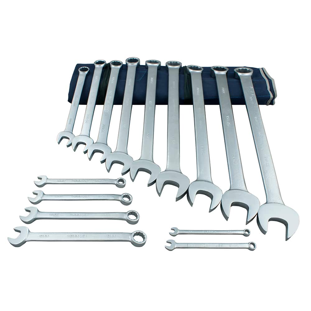 Martin Tools - 15 Pc, 7 - 32mm, 6, 12-Point Metric Combination Wrench Set - Exact Tool & Supply