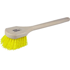 20″ Utility Scrub Brush, Yellow Polypropylene Fill, Long Handle, Foam Block - Exact Tool & Supply