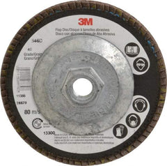 3M - 40 Grit, 4-1/2" Disc Diam, 5/8-11 Center Hole, Type 29 Zirconia Alumina Flap Disc - Cloth Backing, Arbor Attaching System, Coated - Exact Tool & Supply