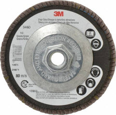 3M - 4-1/2" 60 Grit 5/8-11 Center Hole Type 29 Zirconia Alumina Flap Disc - Exact Tool & Supply