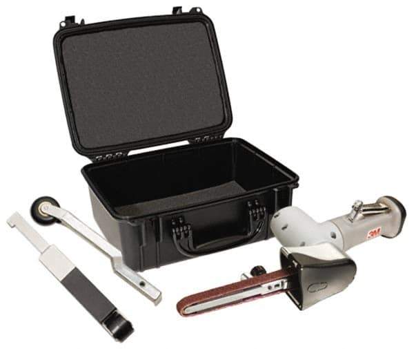 3M - 1/2 x 18, 1/4 x 18 and 1/8 x 18 Inch, 22,000 RPM Air Belt Sander - 0.6 Hp, 27 CFM Air Consumption - Exact Tool & Supply