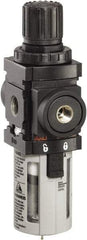 ARO/Ingersoll-Rand - 1/8" NPT Port Miniature 1 Piece Filter/Regulator FRL Unit - Polycarbonate Bowl, 43 SCFM, 150 Max psi, 6.2" High x 1.575" Long, Manual Drain - Exact Tool & Supply