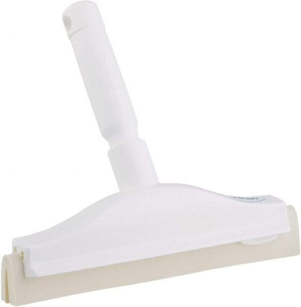 Vikan - 10" Foam Rubber Blade Bench Squeegee - Double Edge, White, Plastic Holder - Exact Tool & Supply