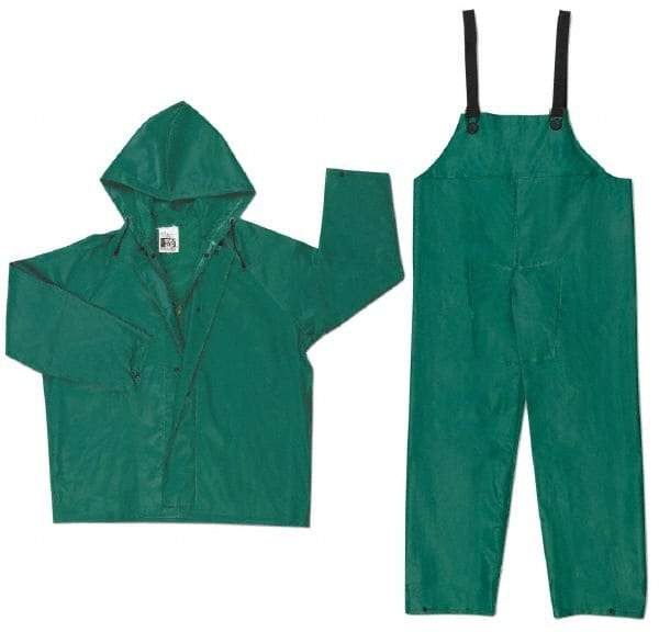 MCR Safety - Size 2XL, Green, Chemical, Rain Two Piece Suit - Attached Hood - Exact Tool & Supply