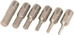 Wiha - 6 Piece, 1/4" Drive Screwdriver Insert Bit Set - 2 to 6mm Hex - Exact Tool & Supply