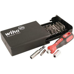 Wiha - 39 Piece, 1/4" Drive Screwdriver Bit Set - #1 to #2 Phillips, Tamperproof T8 to T40 Torx, #0 to #3 Pozidriv, #1 to #3 Square Recess, #6, #8 & #10 Torq, #1, #2, #3 & #4 Tri-Wing, #4, #6, #8 & #10 Spanner, 1/4" Drive Bits - Exact Tool & Supply
