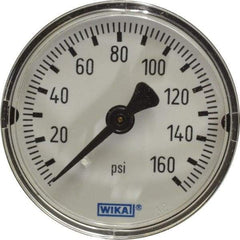Wika - 2" Dial, 1/4 Thread, 0-160 Scale Range, Pressure Gauge - Center Back Connection Mount, Accurate to 3-2-3% of Scale - Exact Tool & Supply