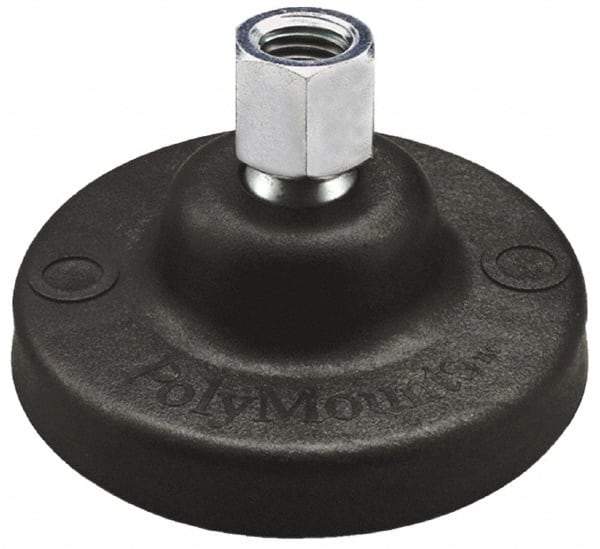 Gibraltar - 10000 Lb Capacity, 5/8-11 Thread, 2-1/4" OAL, Steel Stud, Tapped Pivotal Socket Mount Leveling Pad - 5" Base Diam, Nylon Pad, 7/8" Hex - Exact Tool & Supply