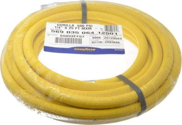 Continental ContiTech - 1/4" ID x 0.61" OD 25' Long Oil Resistant Air Hose - MNPT x MNPT Ends, 500 Working psi, -20 to 190°F, 1/4" Fitting, Yellow - Exact Tool & Supply