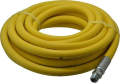 Continental ContiTech - 3/8" ID x 0.73" OD 25' Long Oil Resistant Air Hose - MNPT x MNPT Ends, 500 Working psi, -20 to 190°F, 3/8" Fitting, Yellow - Exact Tool & Supply