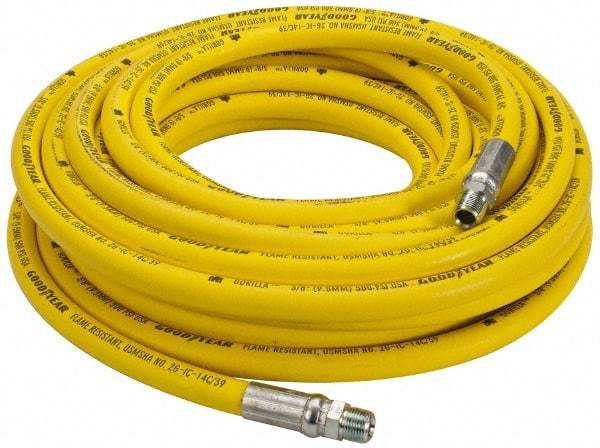 Continental ContiTech - 1/4" ID x 0.61" OD 50' Long Oil Resistant Air Hose - MNPT x MNPT Ends, 500 Working psi, -20 to 190°F, 1/4" Fitting, Yellow - Exact Tool & Supply