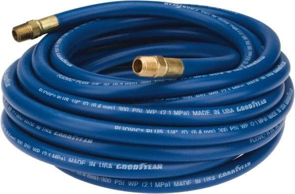 Continental ContiTech - 1/4" ID x 1/2" OD 25' Long Multipurpose Air Hose - MNPT x MNPT Ends, 300 Working psi, -10 to 158°F, 1/4" Fitting, Blue - Exact Tool & Supply