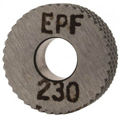 Made in USA - 1/2" Diam, 90° Tooth Angle, 30 TPI, Standard (Shape), Form Type High Speed Steel Female Diamond Knurl Wheel - 3/16" Face Width, 3/16" Hole, Circular Pitch, 30° Helix, Bright Finish, Series EP - Exact Tool & Supply
