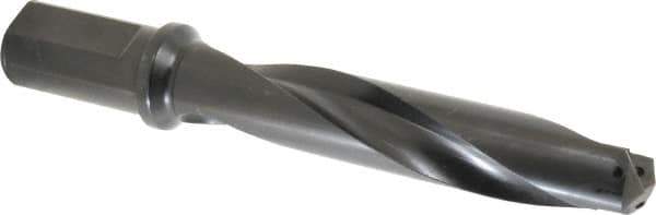 Allied Machine and Engineering - Series 2.5, 1-3/16 to 1-3/8" Diam, 1-1/4" Diam Straight Shank with Flange, Helical Flute Spade Drill - 5-3/8" Max Depth, 7-13/64" Body Length, 9-11/32" OAL, Intermediate Length, Through Coolant - Exact Tool & Supply