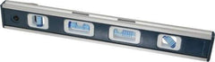 Empire Level - Magnetic 12" Long 4 Vial Torpedo Level - Aluminum, Silver, 1 45°, 1 Level, 1 Plumb & 1 Vari-Pitch Vials - Exact Tool & Supply