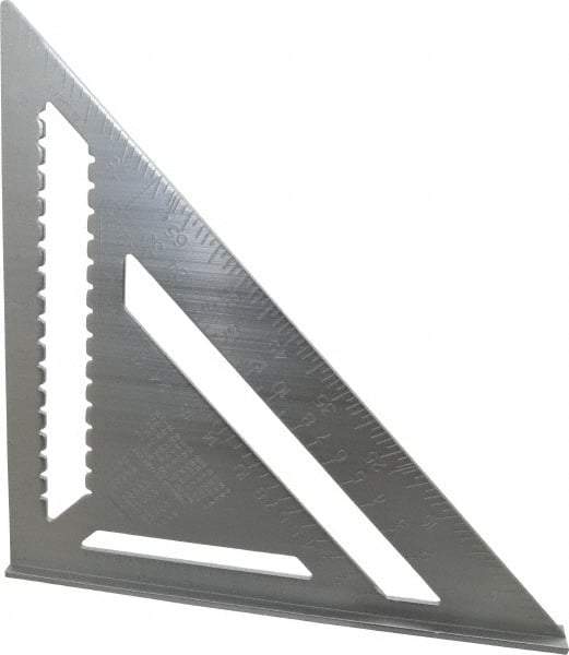 Empire Level - 12" Blade Length, Buffed Finish, Aluminum Rafter Square - 1/16", 0.083", 1/8" Graduation - Exact Tool & Supply