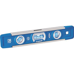 Empire Level - Magnetic 9" Long 3 Vial Torpedo Level - Aluminum, Silver, 1 45°, 1 Level & 1 Plumb Vials - Exact Tool & Supply